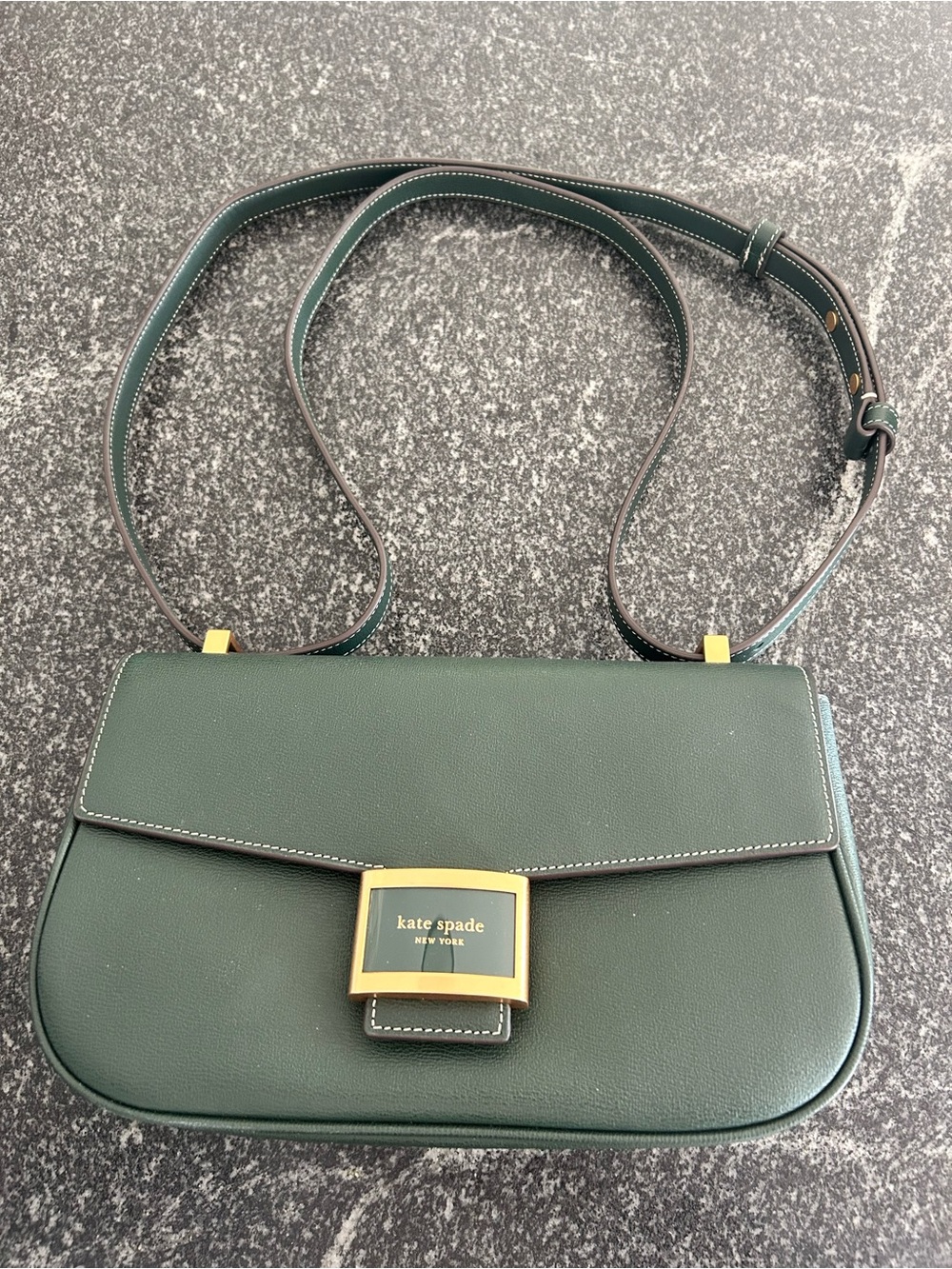 Brand New Kate Spade New York Forest Green Leather Shoulder Bag